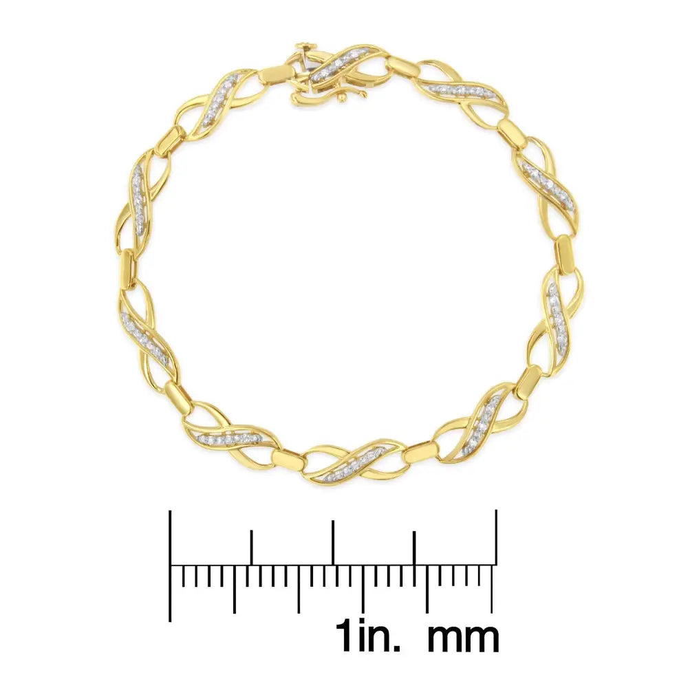 10k Yellow Gold Round-cut Infinite Love Diamond Bracelet (0.25 Cttw I-j Color I2-i3 Clarity) - Fine Jewelry us Direct