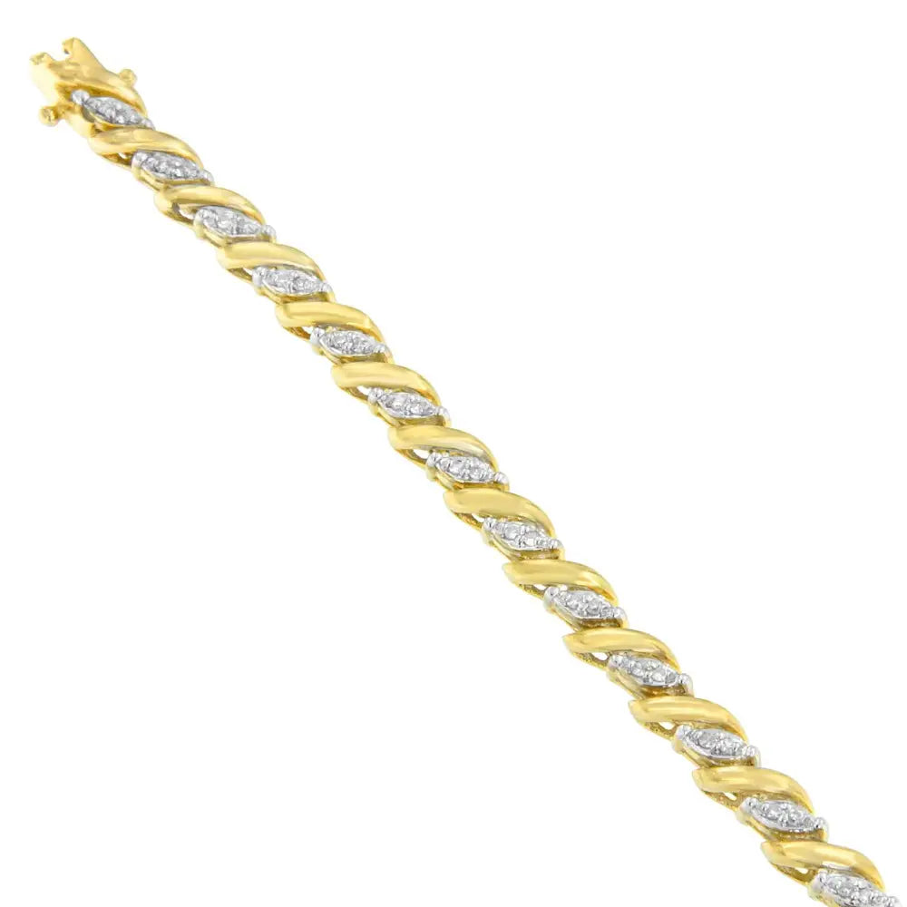 10k Yellow Gold Round Cut Pavé Diamond Bracelet (1.00 Cttw H-i Color I1-i2 Clarity) - Fine Jewelry us Direct