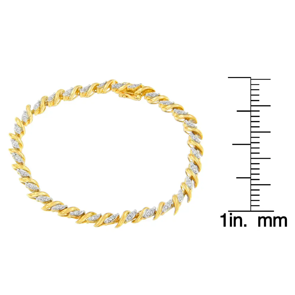 10k Yellow Gold Round Cut Pavé Diamond Bracelet (1.00 Cttw H-i Color I1-i2 Clarity) - Fine Jewelry us Direct