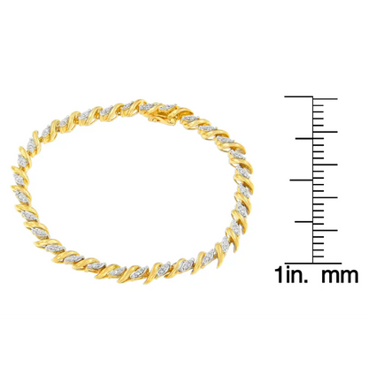 10k Yellow Gold Round Cut Pavé Diamond Bracelet (1.00 Cttw H-i Color I1-i2 Clarity) - Fine Jewelry us Direct