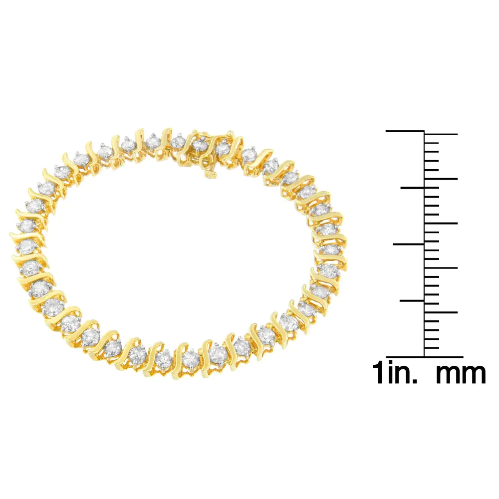 10k Yellow Gold Round Cut S-link Diamond Bracelet (5.00 Cttw I-j Color I2-i3 Clarity) - Fine Jewelry us Direct