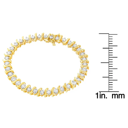 10k Yellow Gold Round Cut S-link Diamond Bracelet (5.00 Cttw I-j Color I2-i3 Clarity) - Fine Jewelry us Direct