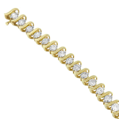 10k Yellow Gold Round Cut S-link Diamond Bracelet (5.00 Cttw I-j Color I2-i3 Clarity) - Fine Jewelry us Direct