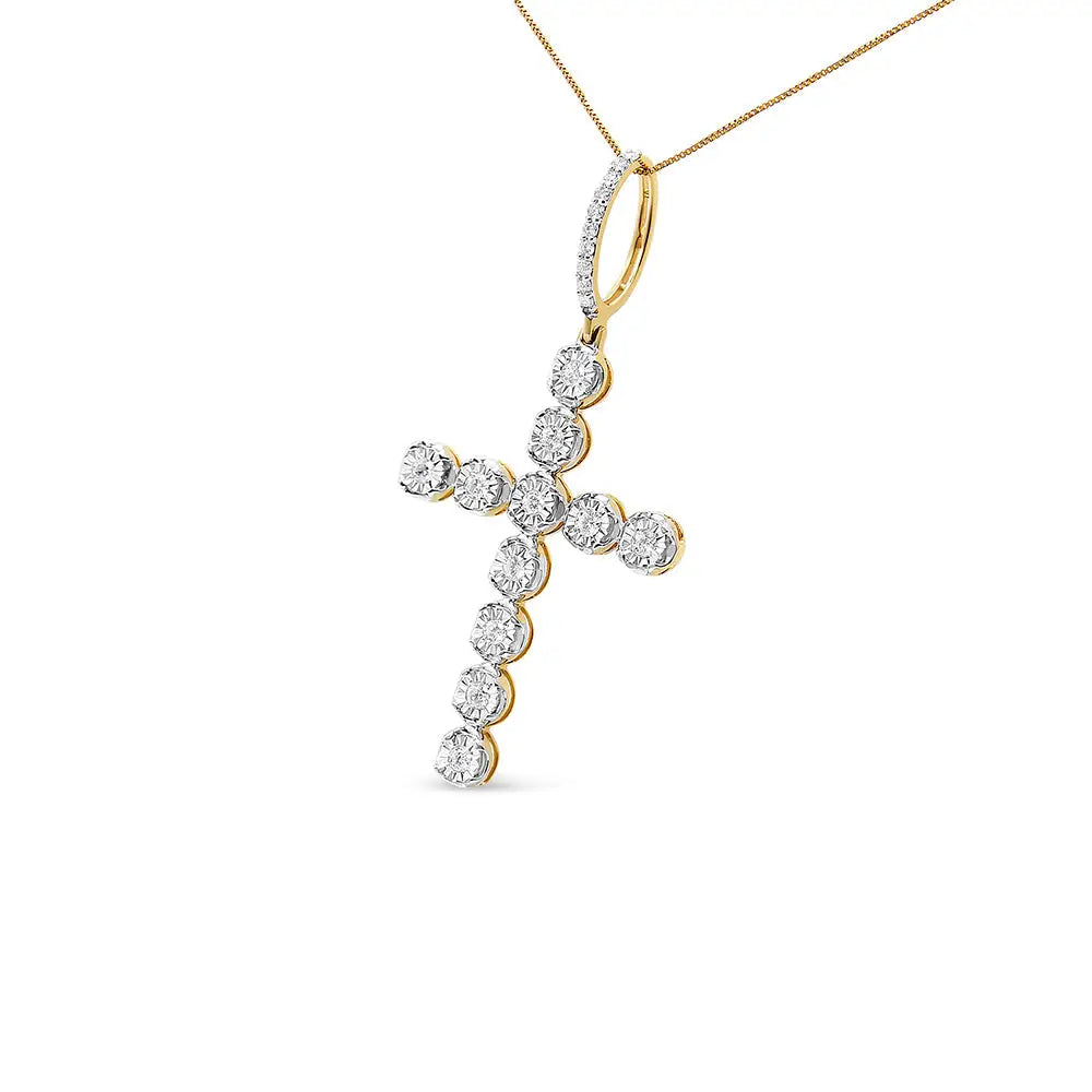 10k Yellow Gold 5/8 Cttw Diamond Cross Pendant Necklace for Men (no Chain