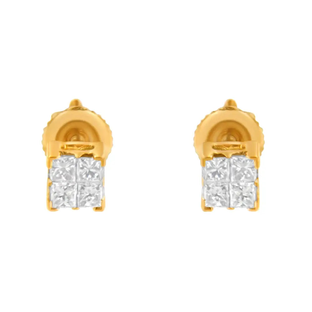 10kt Gold Princess Diamond Stud Earring (1/4 Cttw J-k Color I1-i2 Clarity) - Fine Jewelry us Direct