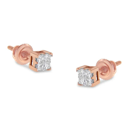 10kt Gold Princess Diamond Stud Earring (1/4 Cttw J-k Color I1-i2 Clarity) - Fine Jewelry us Direct