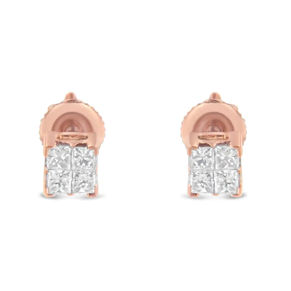 10kt Gold Princess Diamond Stud Earring (1/4 Cttw J-k Color I1-i2 Clarity) - Fine Jewelry us Direct