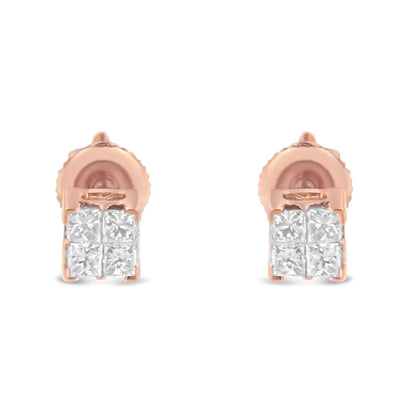 10kt Gold Princess Diamond Stud Earring (1/4 Cttw J-k Color I1-i2 Clarity) - Fine Jewelry us Direct