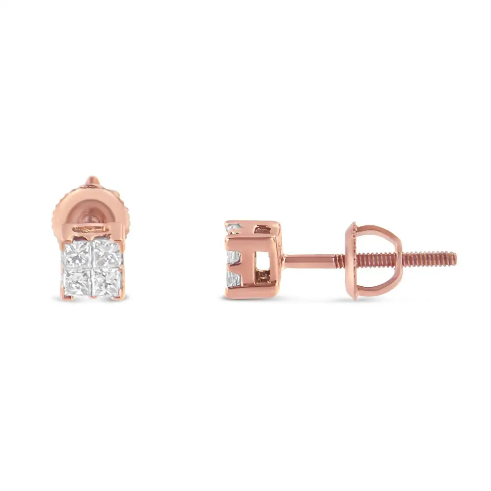 10kt Gold Princess Diamond Stud Earring (1/4 Cttw J-k Color I1-i2 Clarity) - Fine Jewelry us Direct