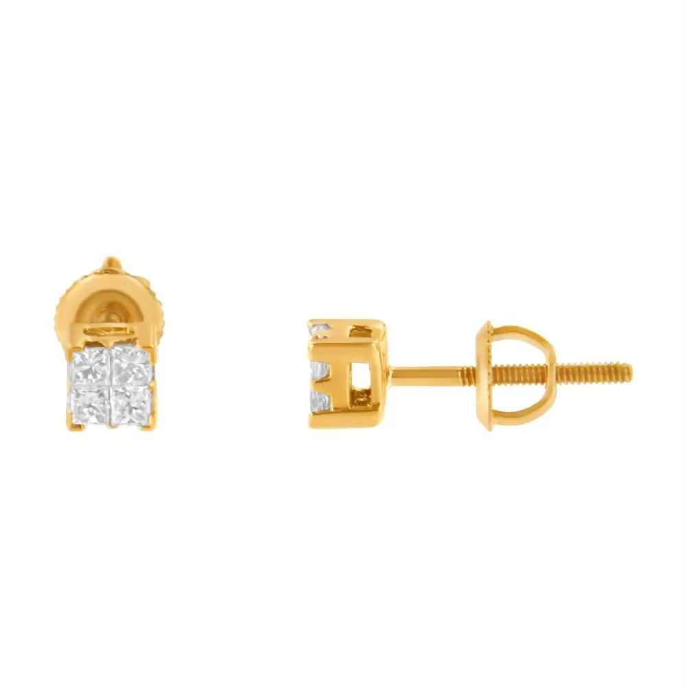 10kt Gold Princess Diamond Stud Earring (1/4 Cttw J-k Color I1-i2 Clarity) - Fine Jewelry us Direct