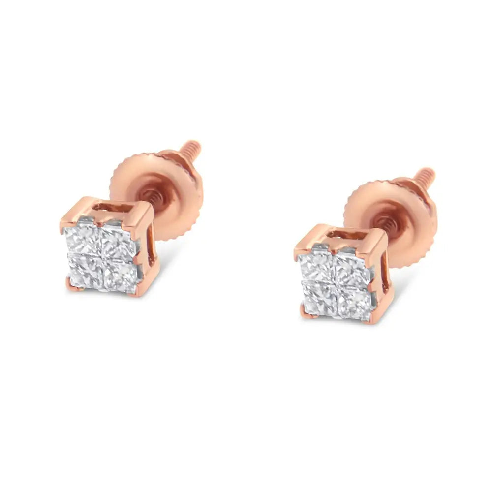 10kt Gold Princess Diamond Stud Earring (1/4 Cttw J-k Color I1-i2 Clarity) - Fine Jewelry us Direct