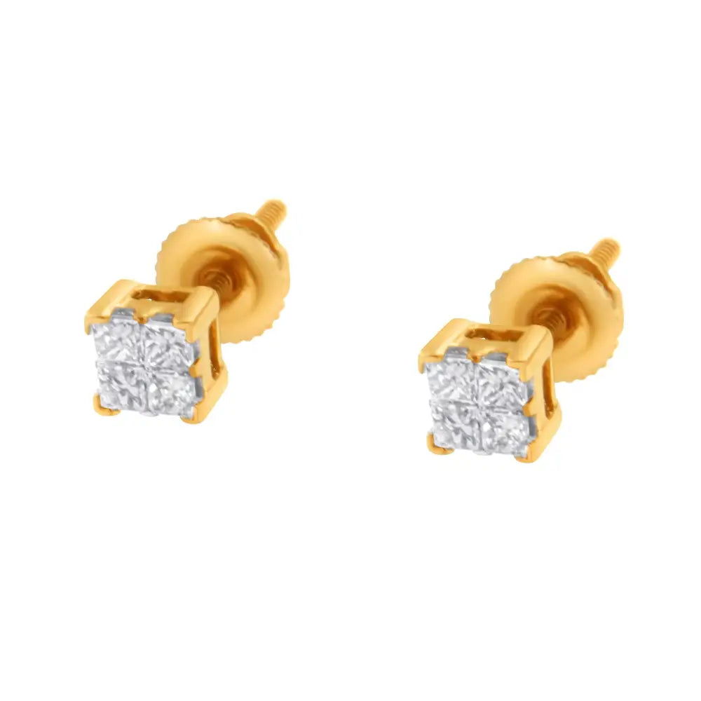 10kt Gold Princess Diamond Stud Earring (1/4 Cttw J-k Color I1-i2 Clarity) - Fine Jewelry us Direct