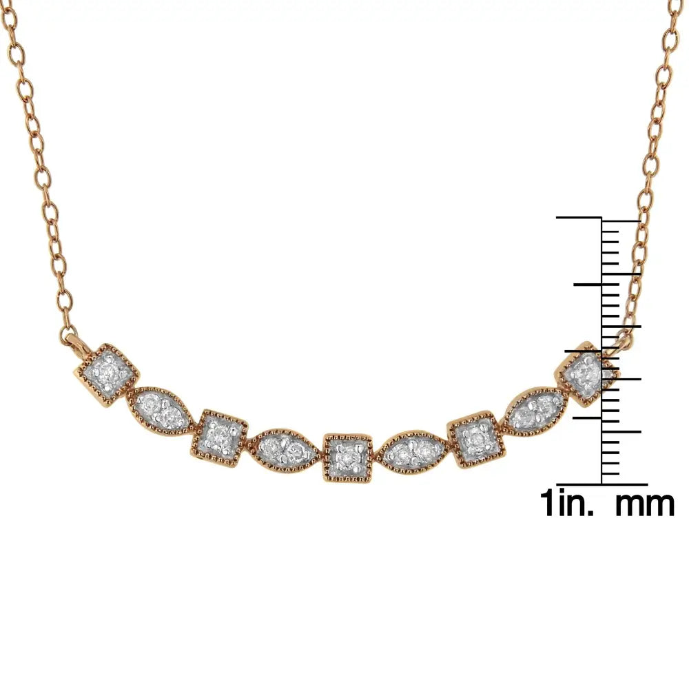 10kt Rose Gold Plated Sterling Silver Round Diamond Bar Necklace (1/4 Cttw I-j Color I2-i3 Clarity) - Fine Jewelry