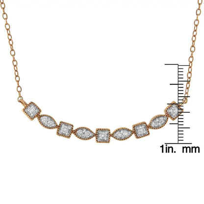 10kt Rose Gold Plated Sterling Silver Round Diamond Bar Necklace (1/4 Cttw I-j Color I2-i3 Clarity) - Fine Jewelry