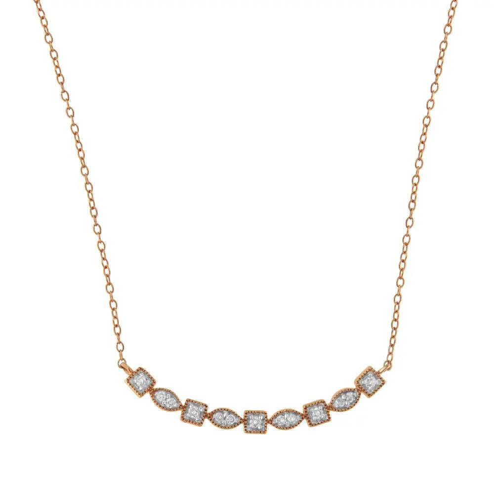 10kt Rose Gold Plated Sterling Silver Round Diamond Bar Necklace (1/4 Cttw I-j Color I2-i3 Clarity) - Fine Jewelry