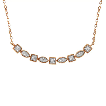 10kt Rose Gold Plated Sterling Silver Round Diamond Bar Necklace (1/4 Cttw I-j Color I2-i3 Clarity) - Fine Jewelry