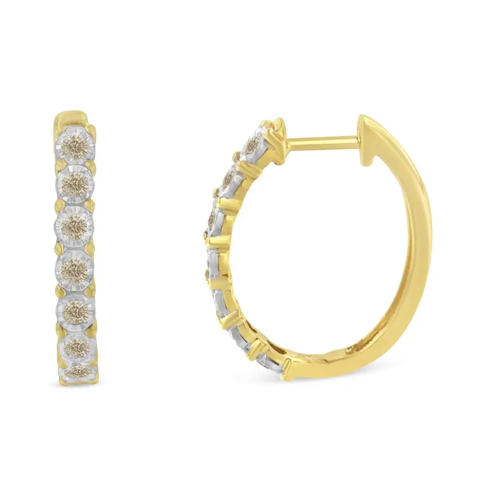 10kt Two-toned Gold Diamond Hoop Earring (1/2 Cttw J-k Color I2-i3 Clarity) - Fine Jewelry us Direct