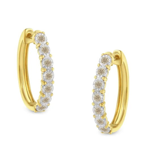 10kt Two-toned Gold Diamond Hoop Earring (1/2 Cttw J-k Color I2-i3 Clarity) - Fine Jewelry us Direct