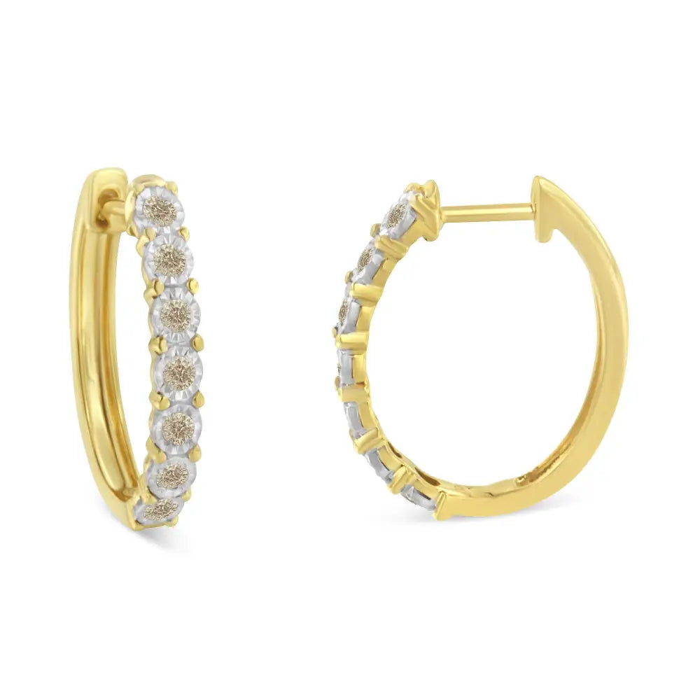 10kt Two-toned Gold Diamond Hoop Earring (1/2 Cttw J-k Color I2-i3 Clarity) - Fine Jewelry us Direct