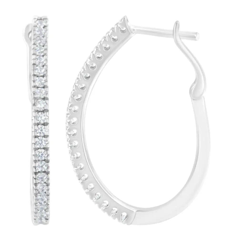 10kt White Gold 1/2 Cttw Diamond Hoop Earrings (i-j I2-i3) - Fine Jewelry us Direct