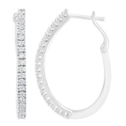 10kt White Gold 1/2 Cttw Diamond Hoop Earrings (i-j I2-i3) - Fine Jewelry us Direct