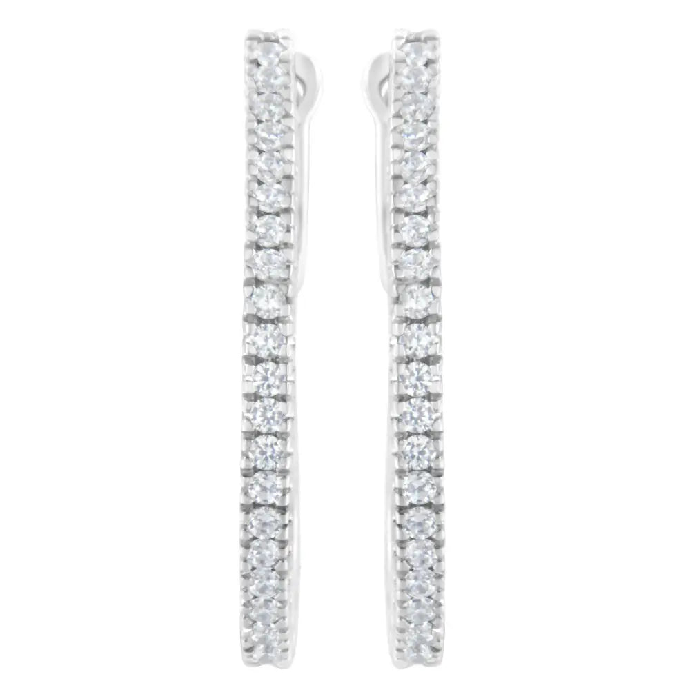 10kt White Gold 1/2 Cttw Diamond Hoop Earrings (i-j I2-i3) - Fine Jewelry us Direct