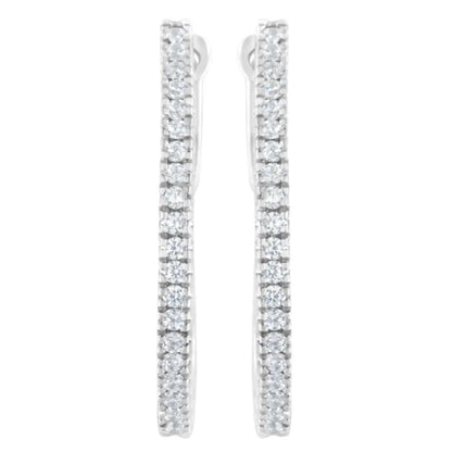 10kt White Gold 1/2 Cttw Diamond Hoop Earrings (i-j I2-i3) - Fine Jewelry us Direct