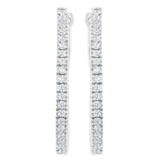 10kt White Gold 1/2 Cttw Diamond Hoop Earrings (i-j I2-i3) - Fine Jewelry us Direct