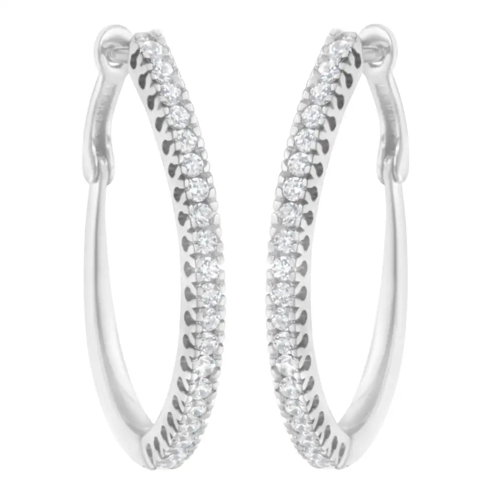 10kt White Gold 1/2 Cttw Diamond Hoop Earrings (i-j I2-i3) - Fine Jewelry us Direct