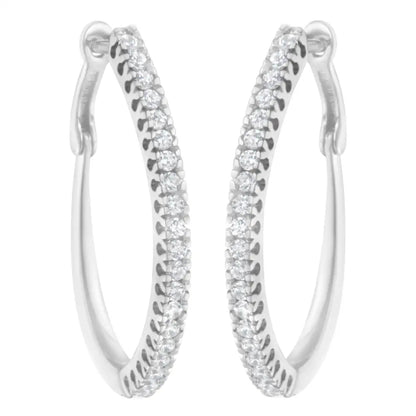 10kt White Gold 1/2 Cttw Diamond Hoop Earrings (i-j I2-i3) - Fine Jewelry us Direct