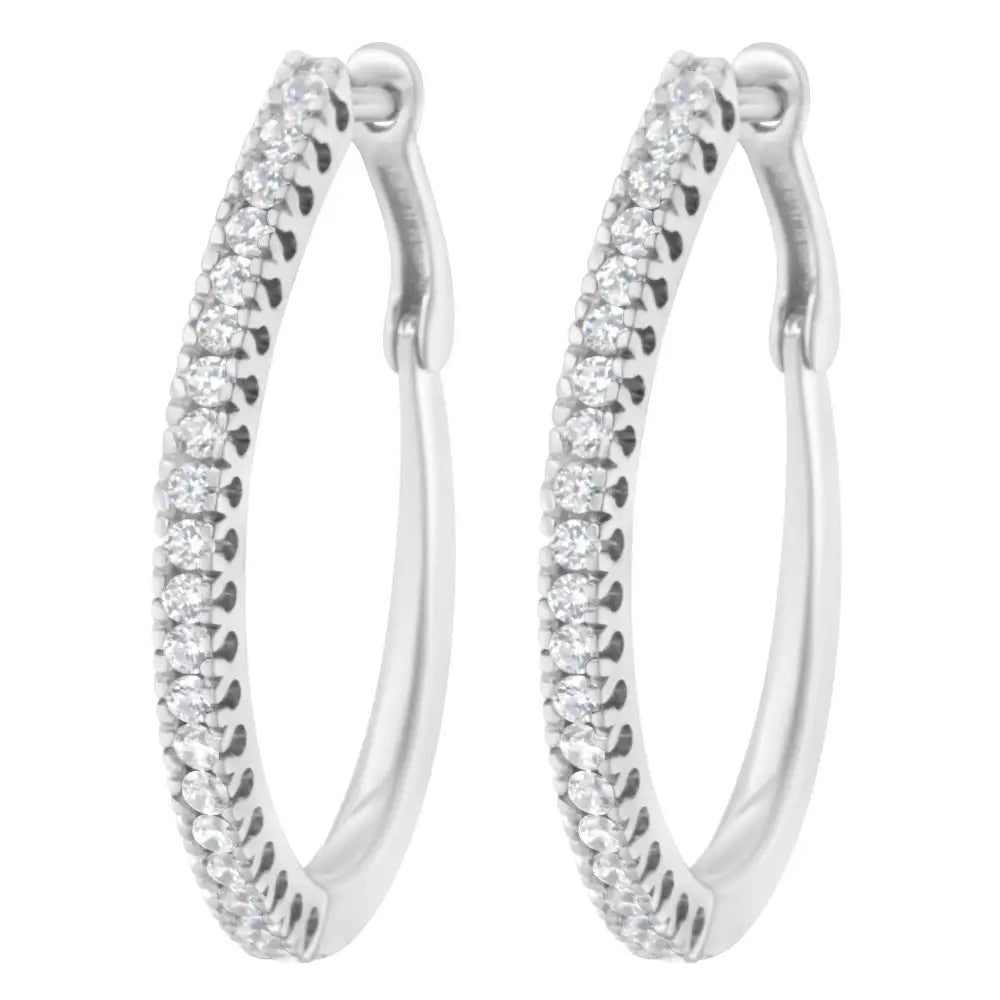 10kt White Gold 1/2 Cttw Diamond Hoop Earrings (i-j I2-i3) - Fine Jewelry us Direct