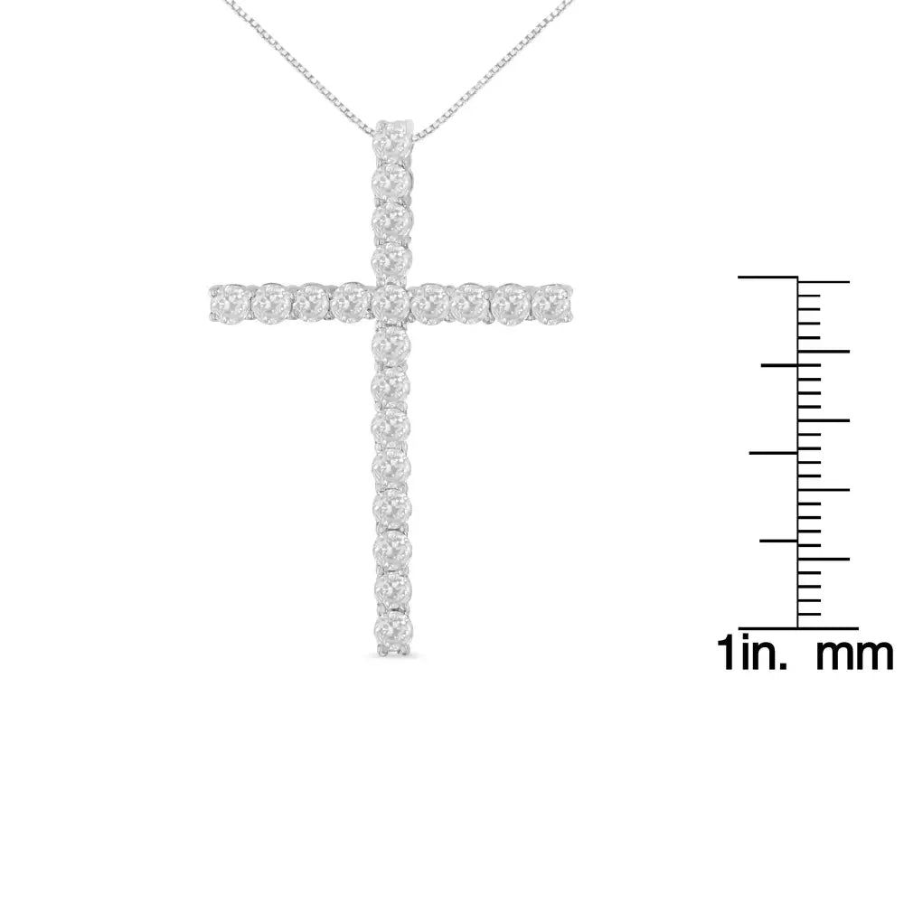 10kt White Gold 1 Cttw Diamond Cross Pendant Necklace (h-i I1-i2) - Fine Jewelry us Direct