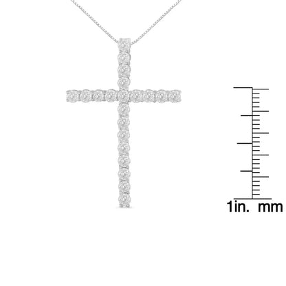 10kt White Gold 1 Cttw Diamond Cross Pendant Necklace (h-i I1-i2) - Fine Jewelry us Direct