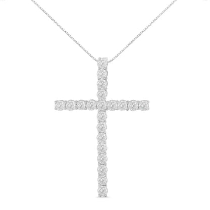 10kt White Gold 1 Cttw Diamond Cross Pendant Necklace (h-i I1-i2) - Fine Jewelry us Direct