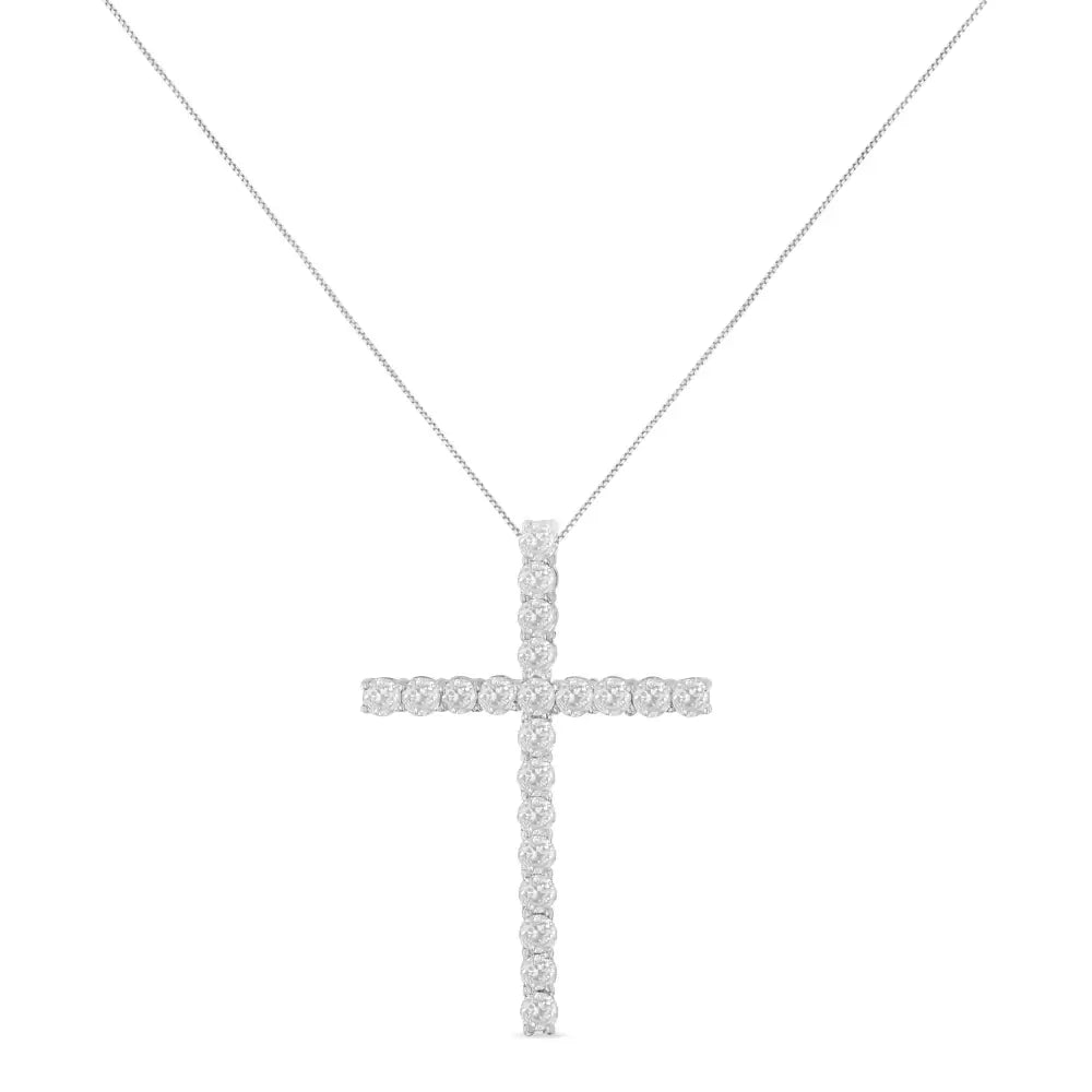 10kt White Gold 1 Cttw Diamond Cross Pendant Necklace (h-i I1-i2) - Fine Jewelry us Direct