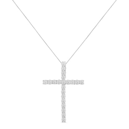 10kt White Gold 1 Cttw Diamond Cross Pendant Necklace (h-i I1-i2) - Fine Jewelry us Direct