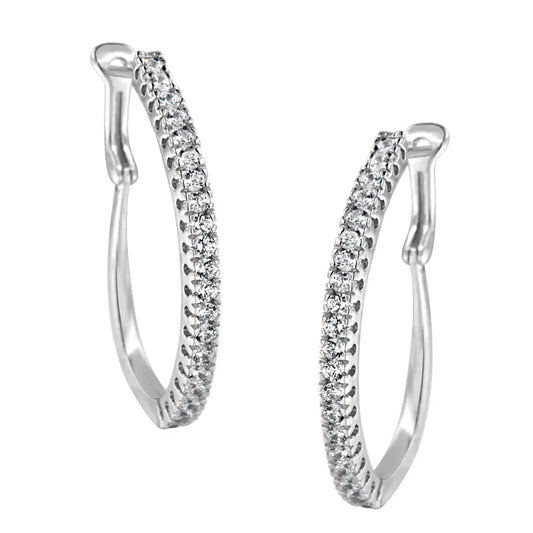 10kt White Gold 1 Cttw Diamond Hoop Earrings (i-j Clarity I2-i3 Color) - Fine Jewelry us Direct