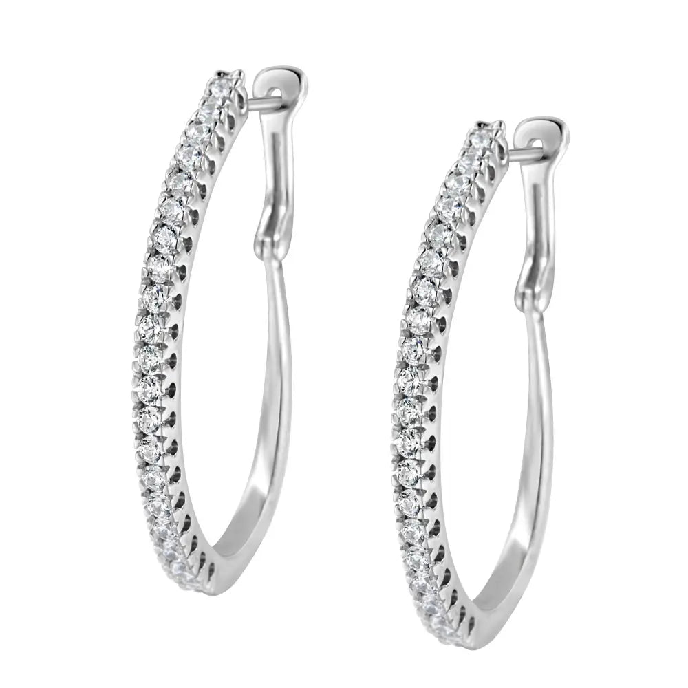 10kt White Gold 1 Cttw Diamond Hoop Earrings (i-j Clarity I2-i3 Color) - Fine Jewelry us Direct