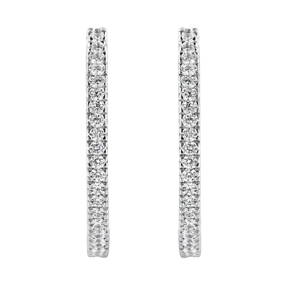 10kt White Gold 1 Cttw Diamond Hoop Earrings (i-j Clarity I2-i3 Color) - Fine Jewelry us Direct