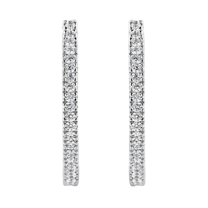 10kt White Gold 1 Cttw Diamond Hoop Earrings (i-j Clarity I2-i3 Color) - Fine Jewelry us Direct