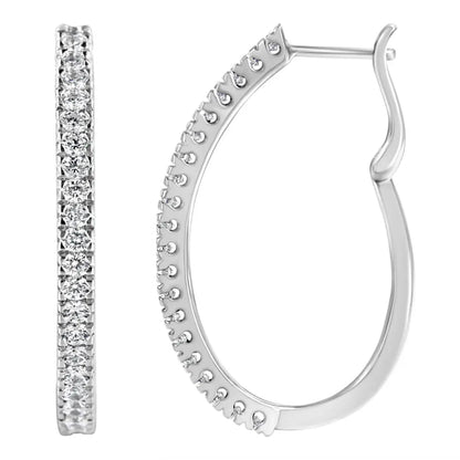 10kt White Gold 1 Cttw Diamond Hoop Earrings (i-j Clarity I2-i3 Color) - Fine Jewelry us Direct