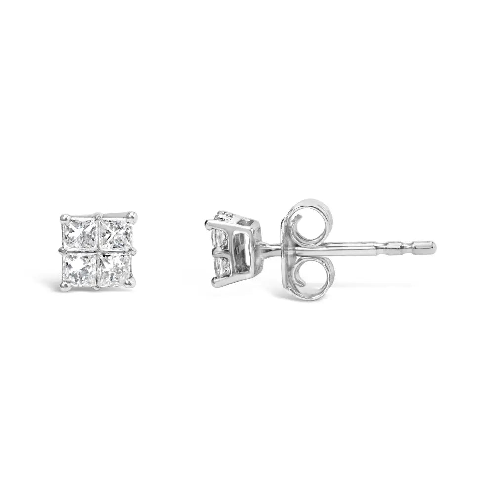 10kt White Gold Diamond Composite Stud Earring (1/4 Cttw H-i Color I1-i2 Clarity) - Fine Jewelry us Direct