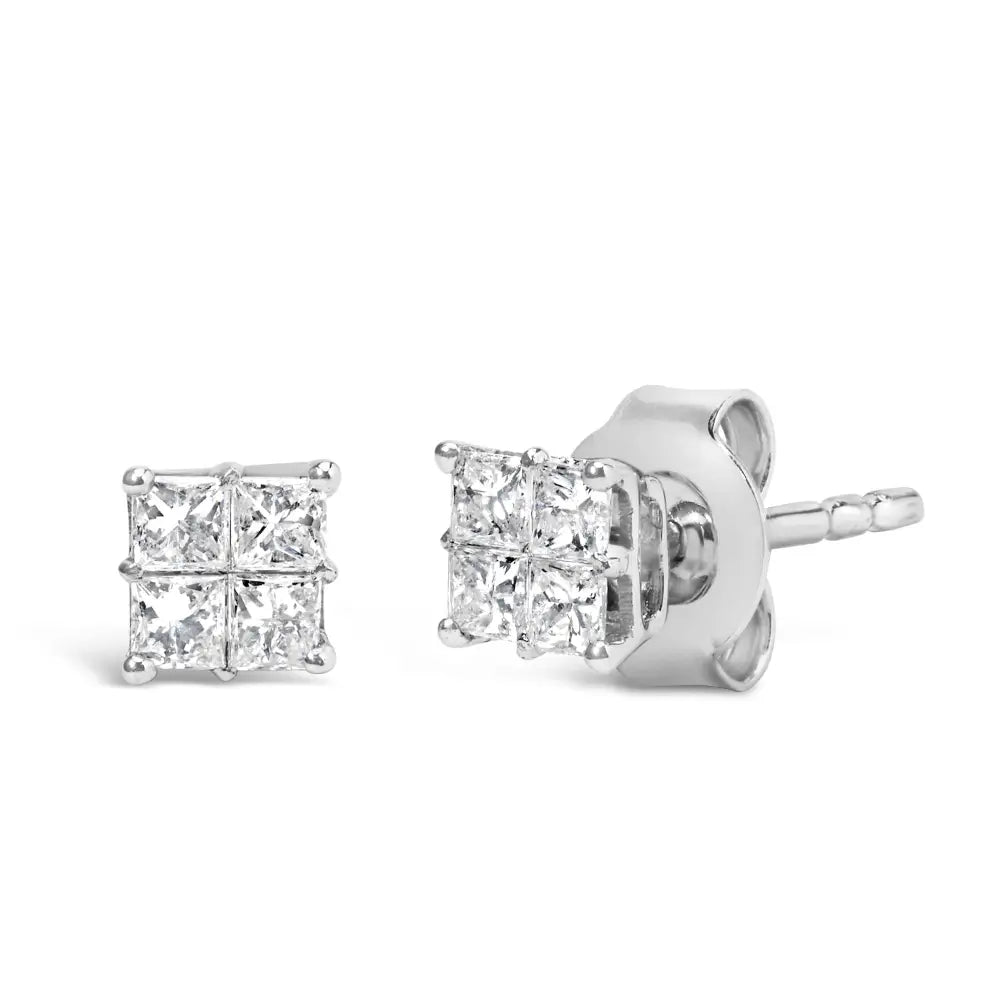 10kt White Gold Diamond Composite Stud Earring (1/4 Cttw H-i Color I1-i2 Clarity) - Fine Jewelry us Direct