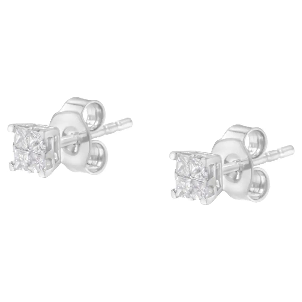 10kt White Gold Diamond Composite Stud Earring (1/4 Cttw H-i Color I1-i2 Clarity) - Fine Jewelry us Direct