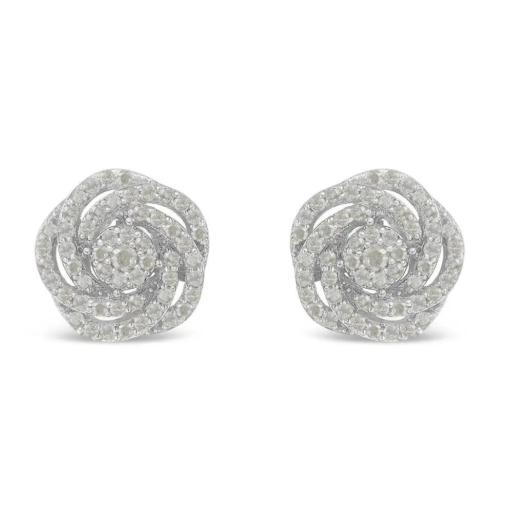 10kt White Gold Diamond Flower Stud Earring (1/2 Cttw I-j Color I1-i2 Clarity) - Fine Jewelry us Direct