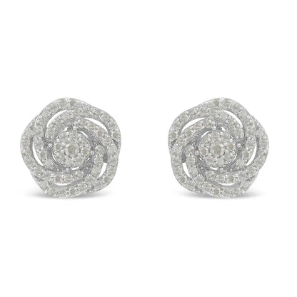 10kt White Gold Diamond Flower Stud Earring (1/2 Cttw I-j Color I1-i2 Clarity) - Fine Jewelry us Direct