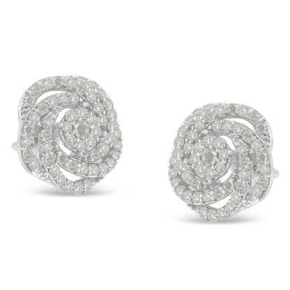 10kt White Gold Diamond Flower Stud Earring (1/2 Cttw I-j Color I1-i2 Clarity) - Fine Jewelry us Direct