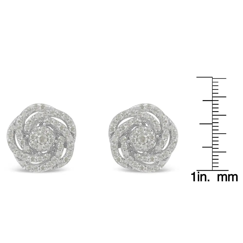 10kt White Gold Diamond Flower Stud Earring (1/2 Cttw I-j Color I1-i2 Clarity) - Fine Jewelry us Direct