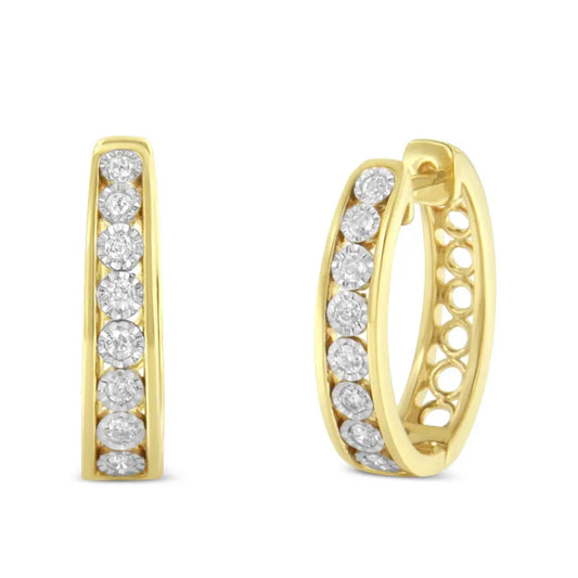 10kt Yellow and White Gold Diamond Hoop Earring (1/2 Cttw J-k Color I2-i3 Clarity) - Fine Jewelry us Direct