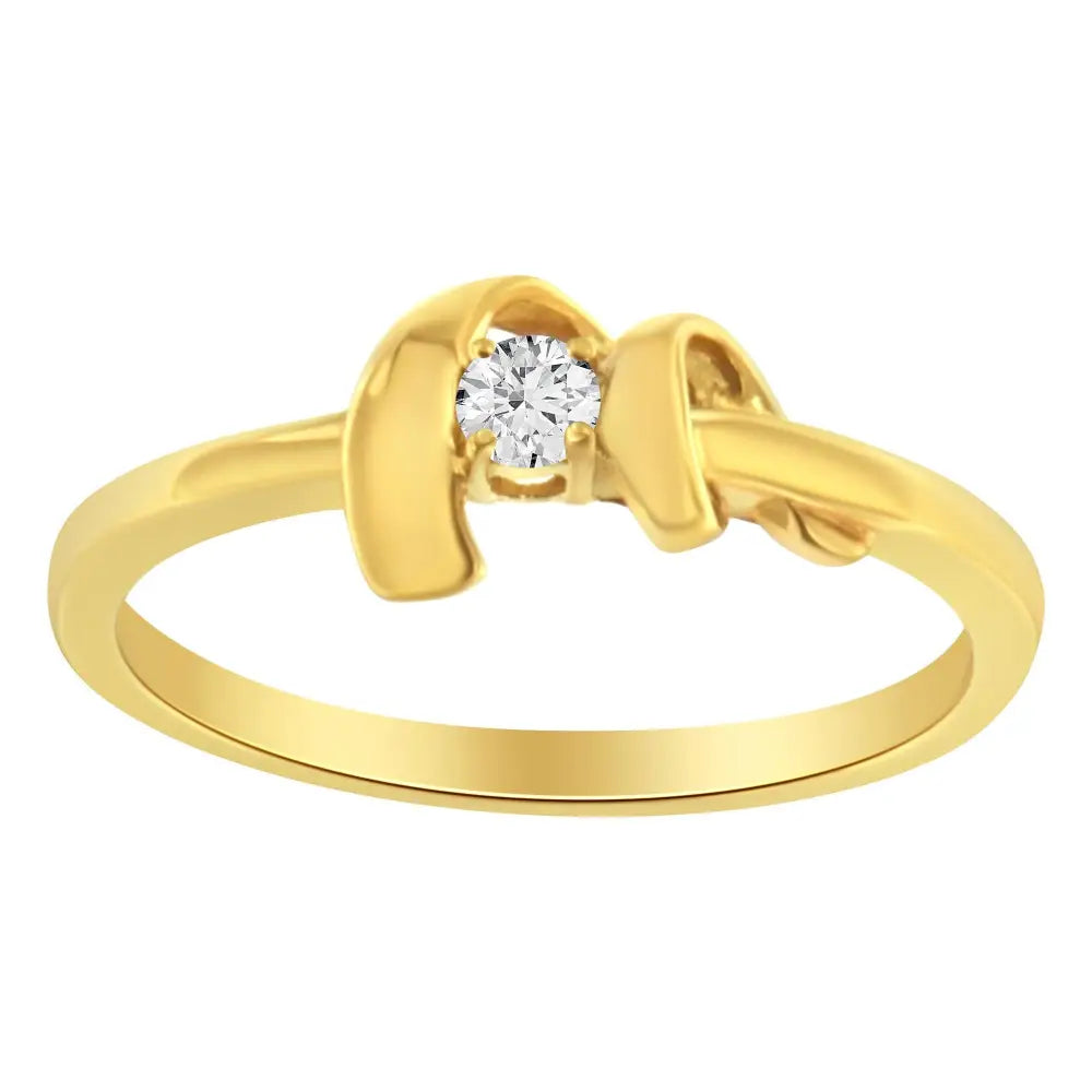 10kt Yellow Gold 1/10 Cttw Brilliant Round-cut Diamond Swirling Solitaire Promise Ring (h-i Color Si2-i1 Clarity)